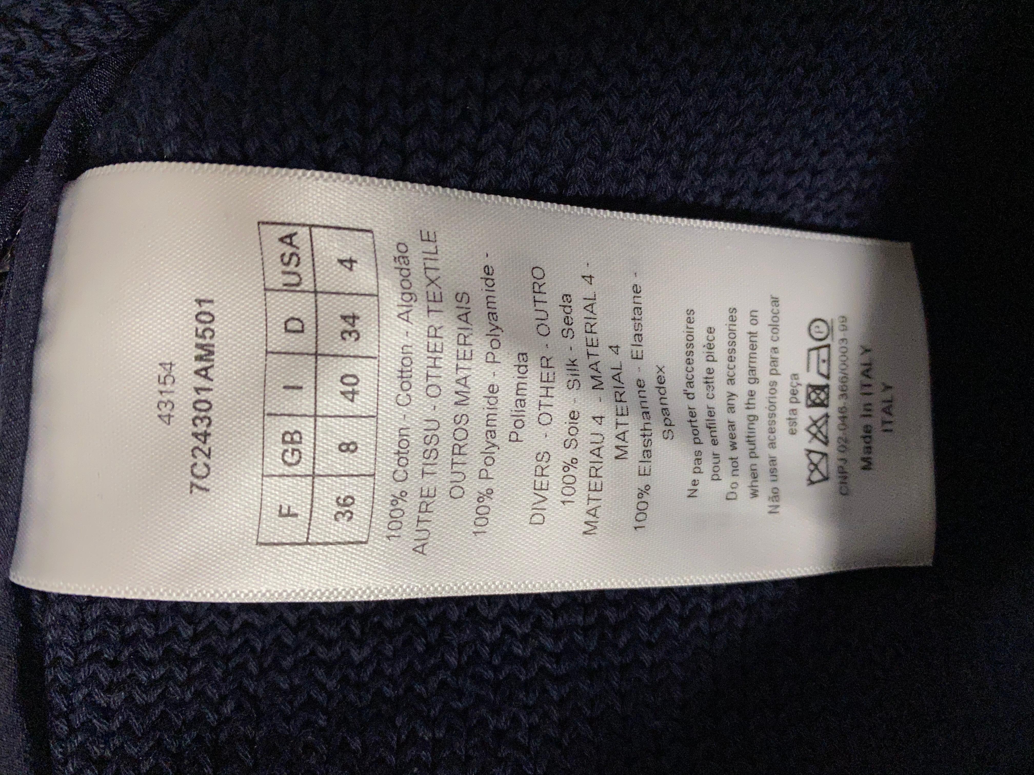 Christian Dior Knit Navy Metallic Crop Top w/ Pencil Skirt Set 4