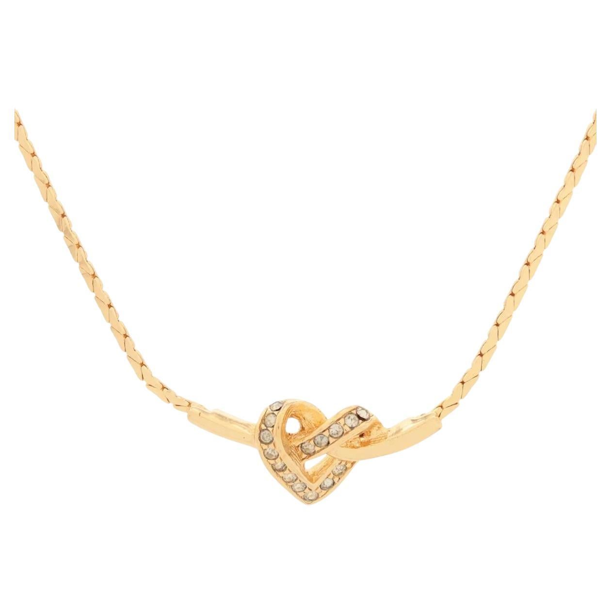 Christian Dior Knoten-Herz-Anhänger-Halskette im Angebot