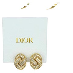 Christian Dior Knotted Rhinestone Clip Earrings – 1980s
