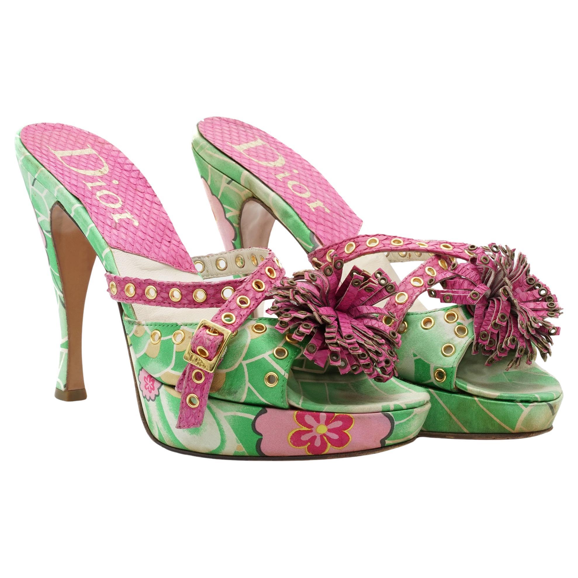 Christian Dior "Koi" Mules con plateau in raso di John Galliano for Christian Dior, A/I 2003