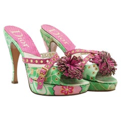 Christian Dior "Koi" Mules con plateau in raso di John Galliano for Christian Dior, A/I 2003