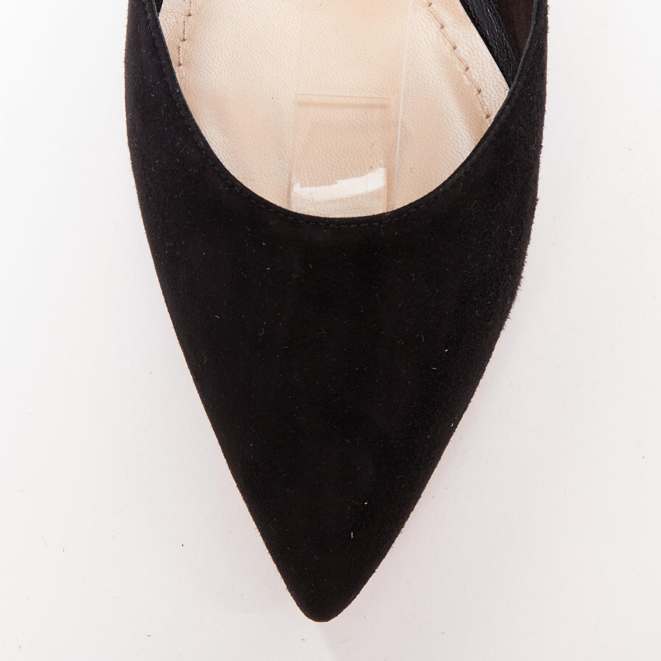 CHRISTIAN DIOR La Belle D black suede ankle bow ballerina flats EU37 im Angebot 1