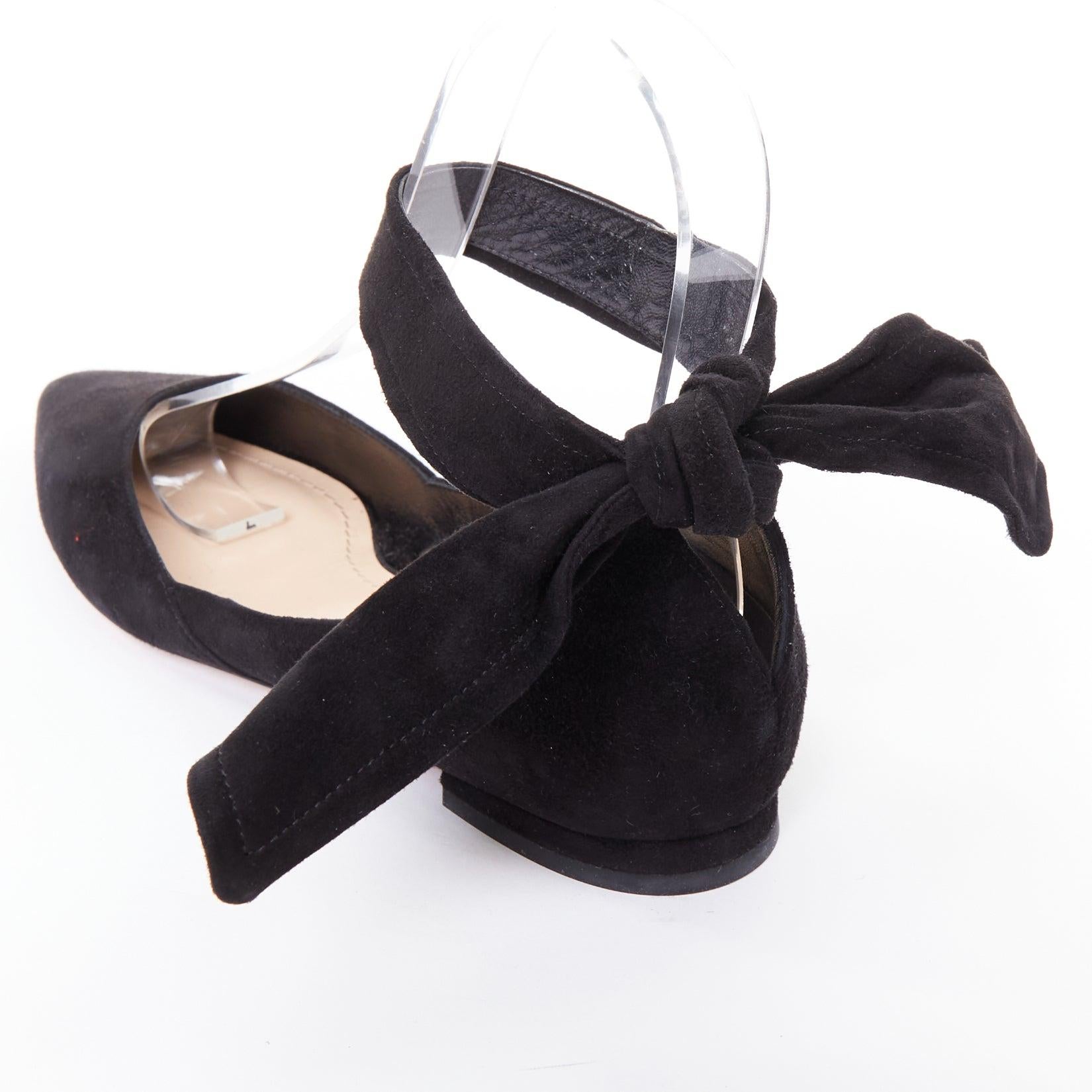 CHRISTIAN DIOR La Belle D black suede ankle bow ballerina flats EU37 im Angebot 3
