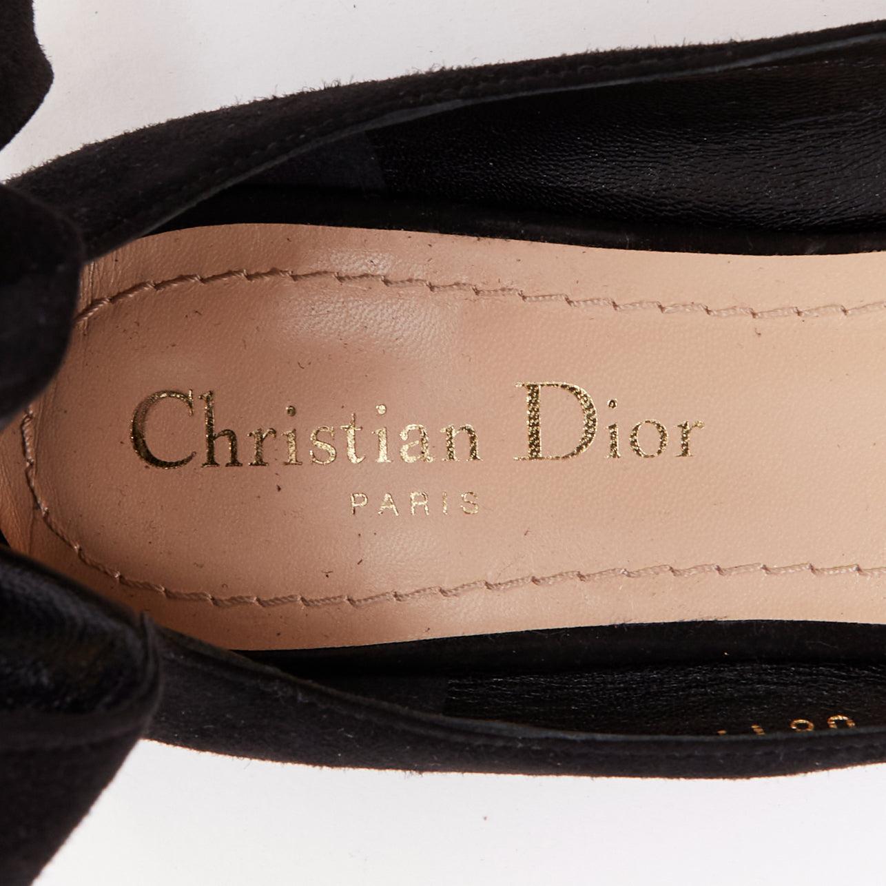 CHRISTIAN DIOR La Belle D black suede ankle bow ballerina flats EU37 im Angebot 4