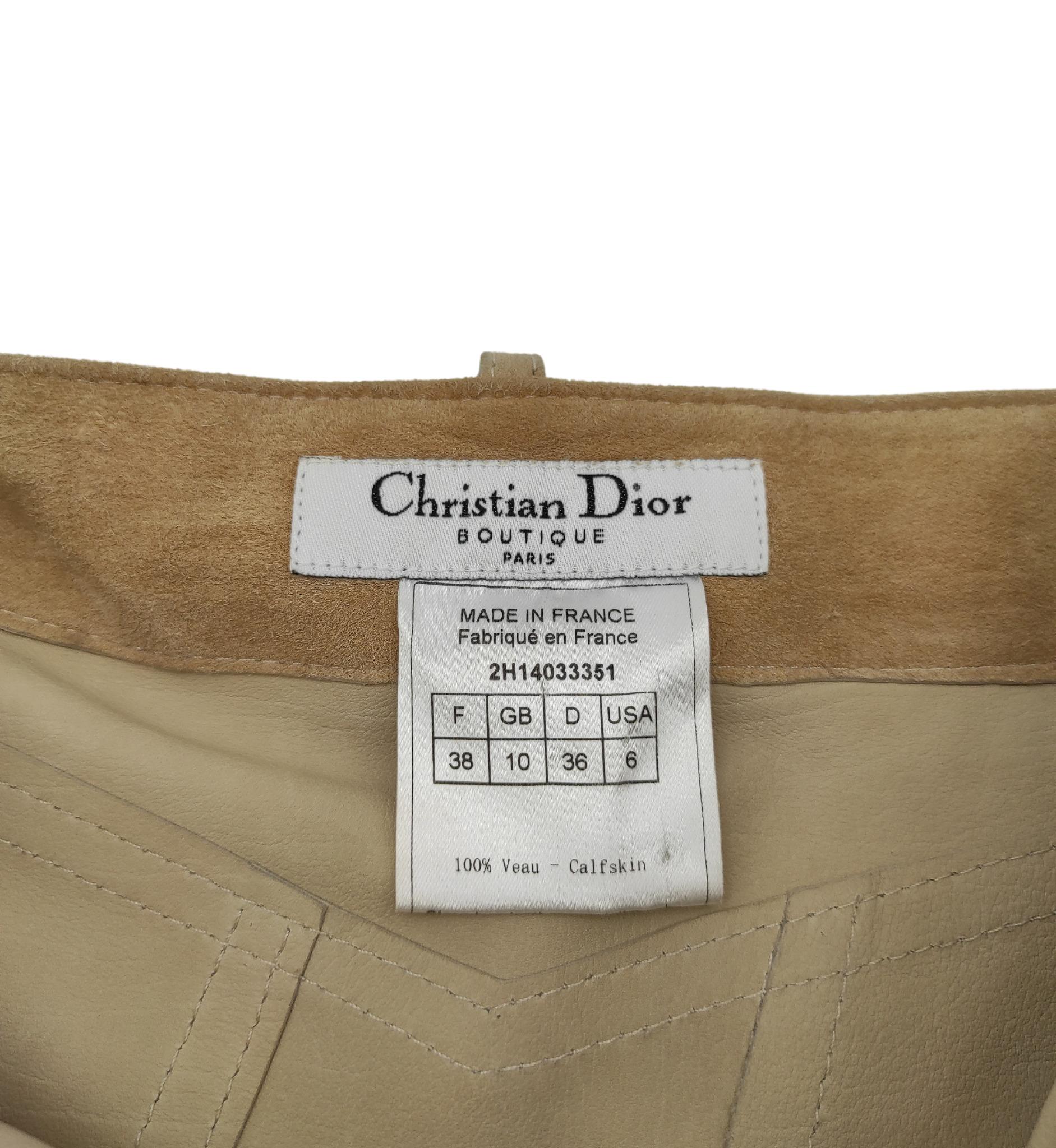 Christian Dior lace up tan suede skirt 7