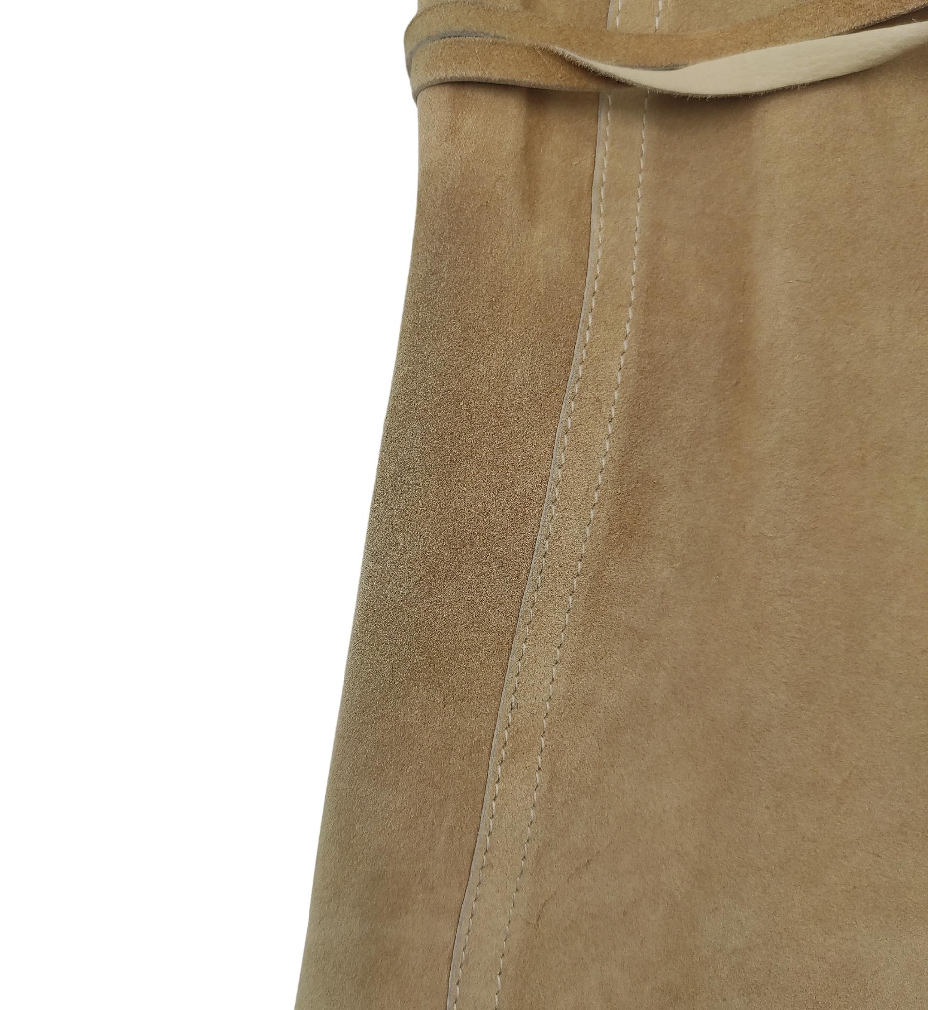 Women's Christian Dior lace up tan suede skirt