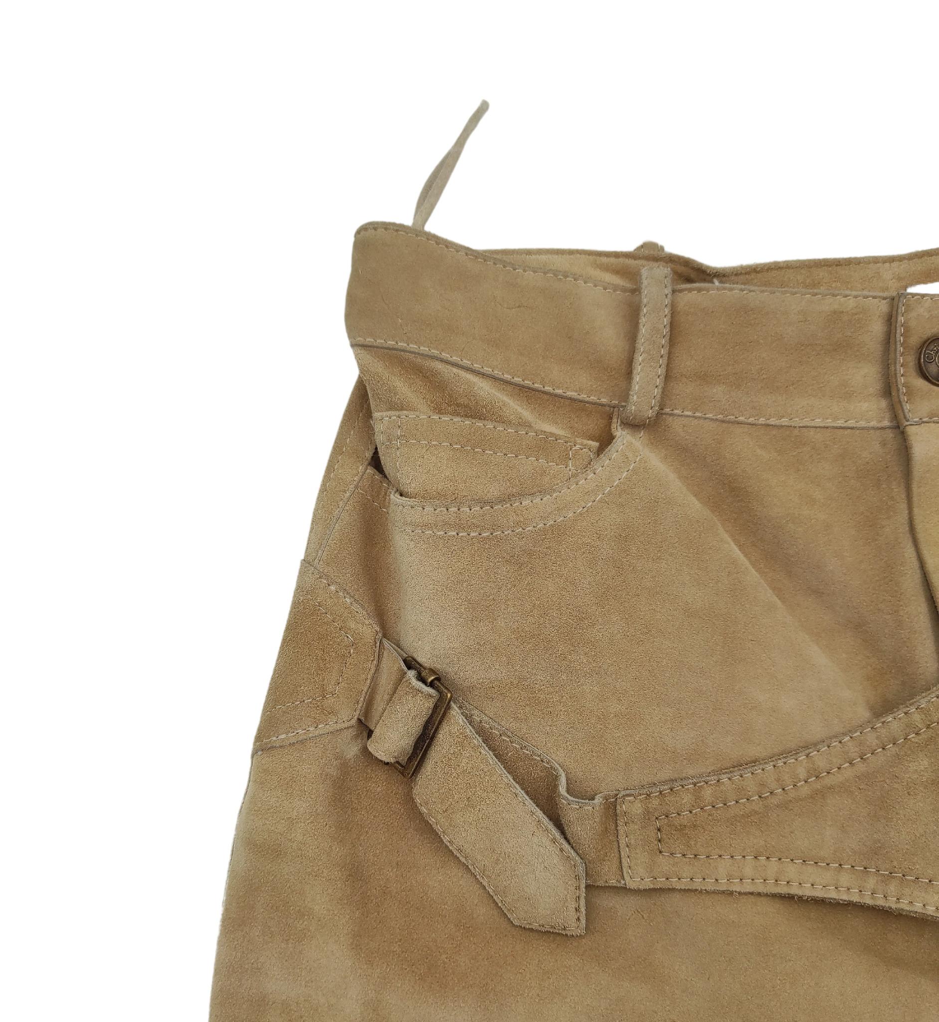 Christian Dior lace up tan suede skirt 2