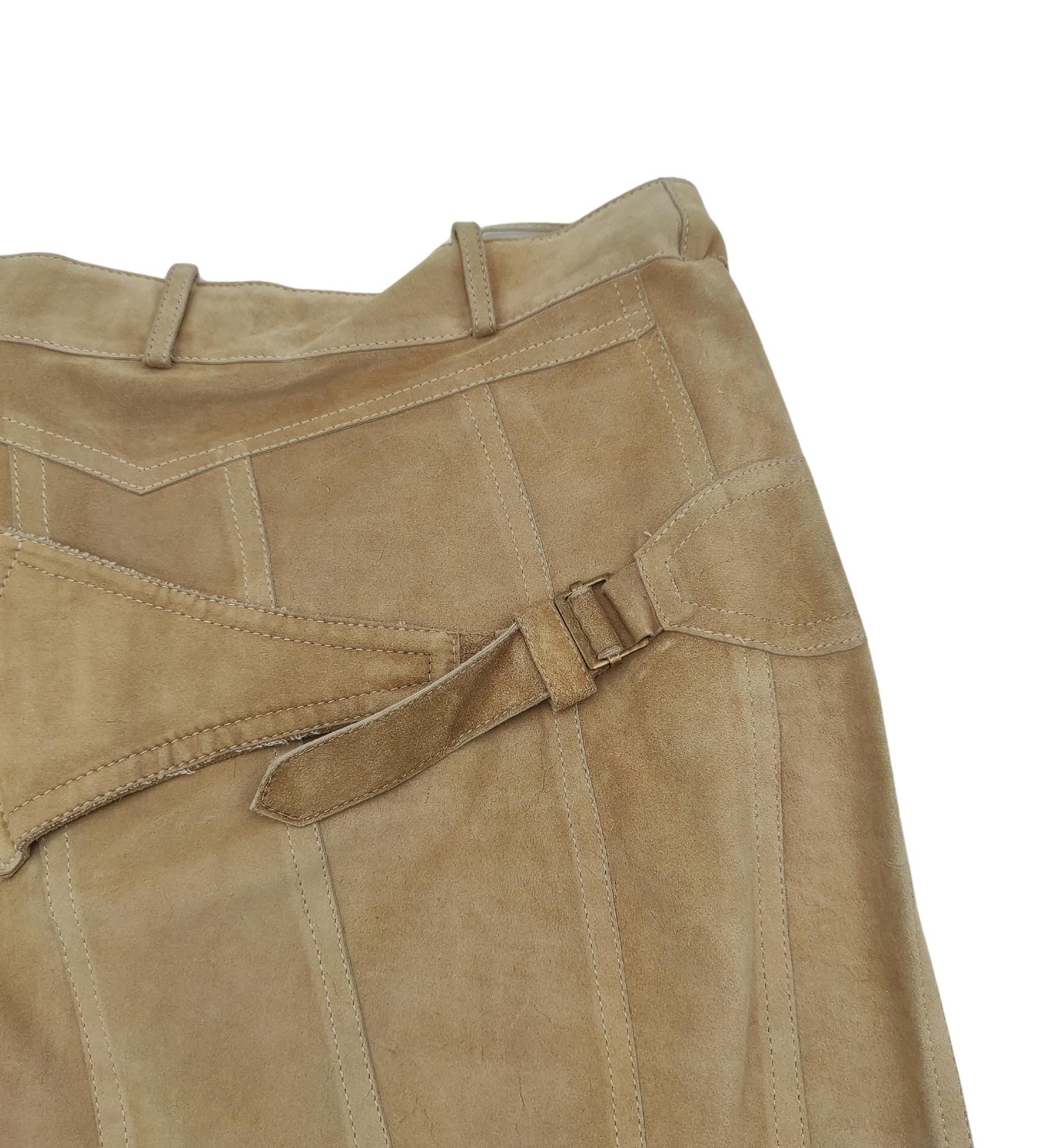 Christian Dior lace up tan suede skirt 4