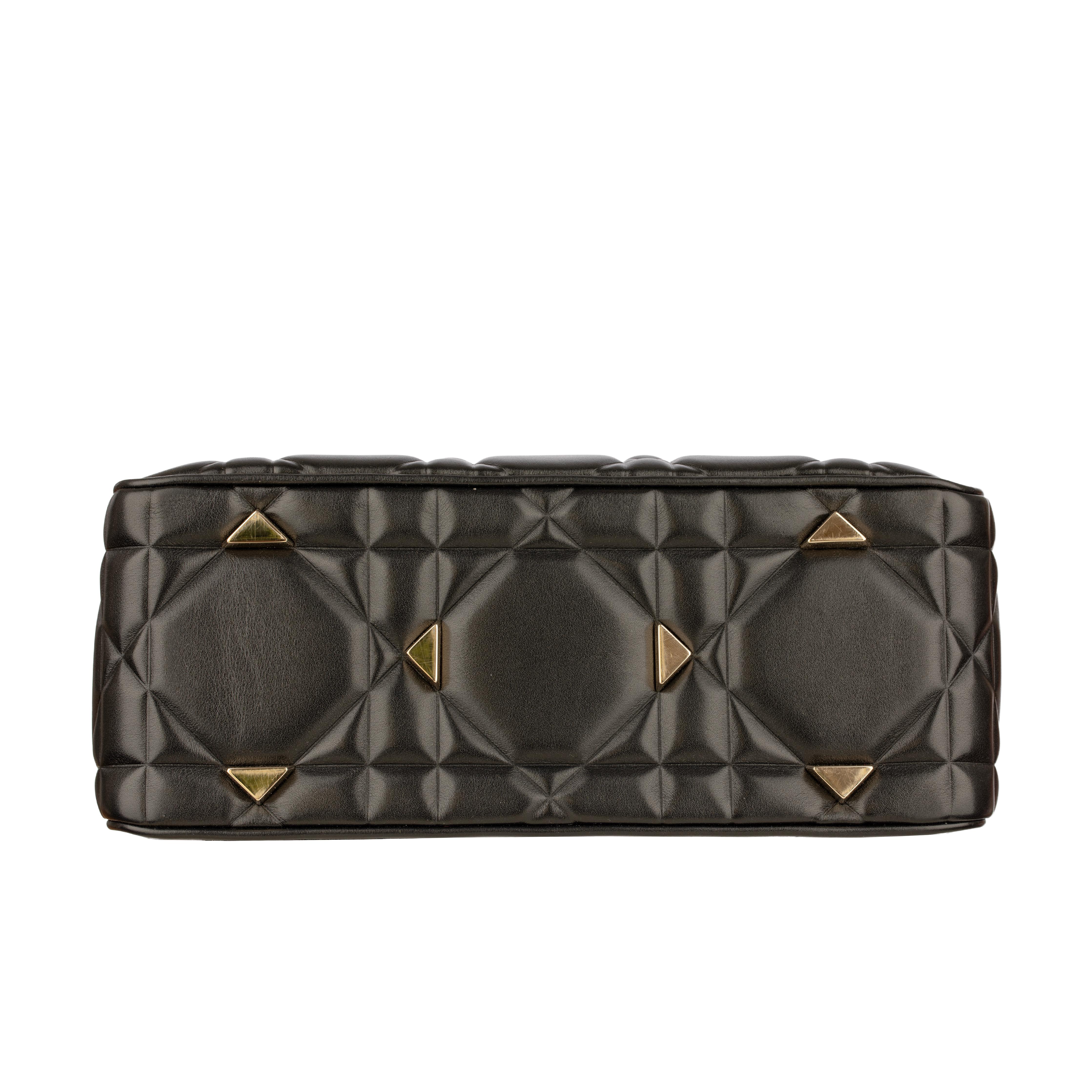 Christian Dior Lady 95.22 Medium Top Handle Bag in Black Cannage Lambskin with G For Sale 7
