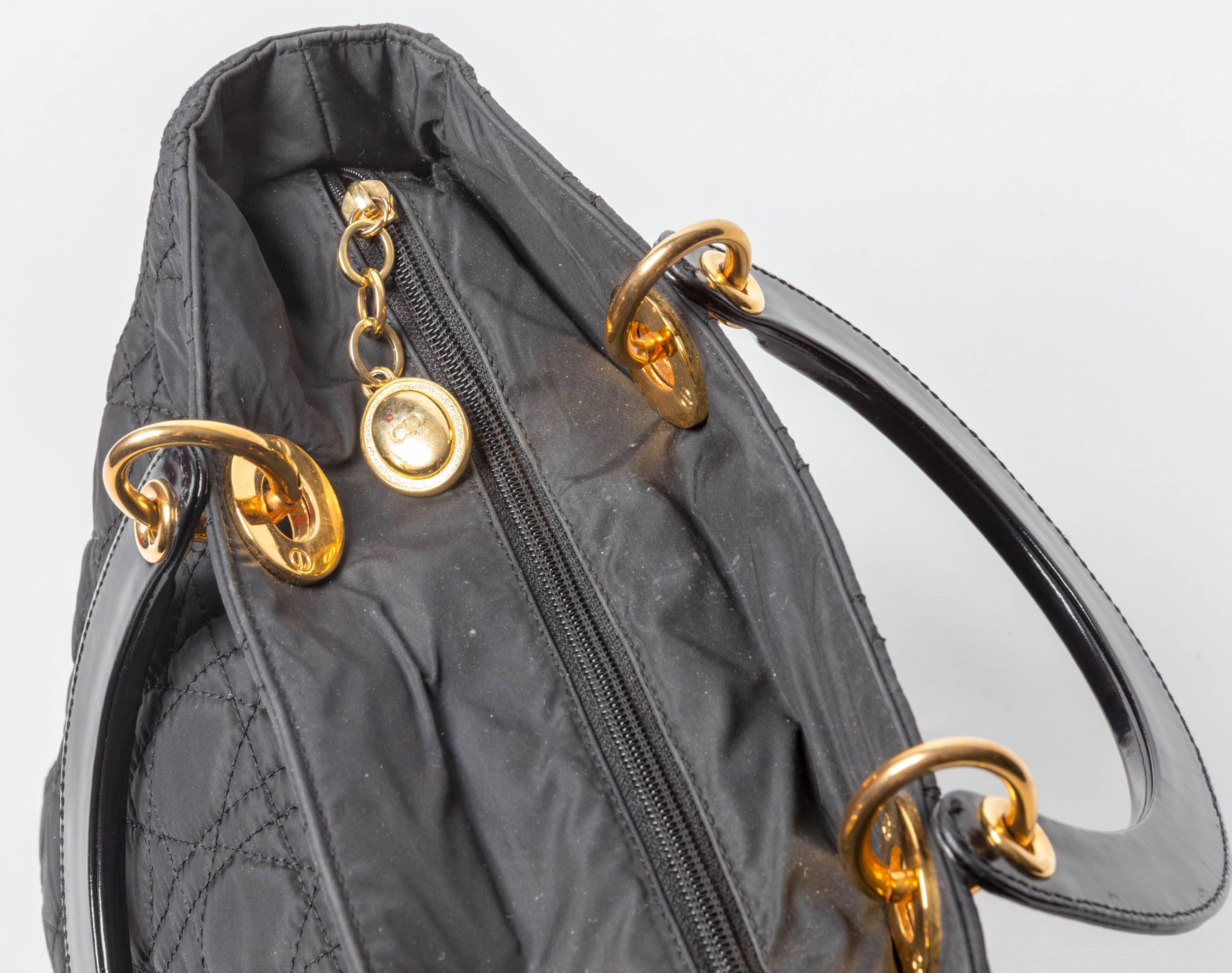Black Christian Dior Lady Bag in Nylon 