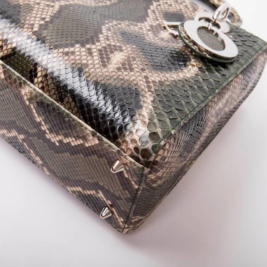 Christian Dior Lady D Bag in Graduated Green Brown and Beige Python 1