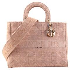 Christian Dior Lady D-Lite Bag Cannage Embroidered Canvas Large