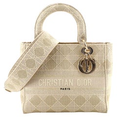 Christian Dior Lady D-Lite Bag Cannage Embroidered Canvas Medium