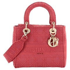 Christian Dior Lady D-Lite Sac Cannage Toile brodée Moyen