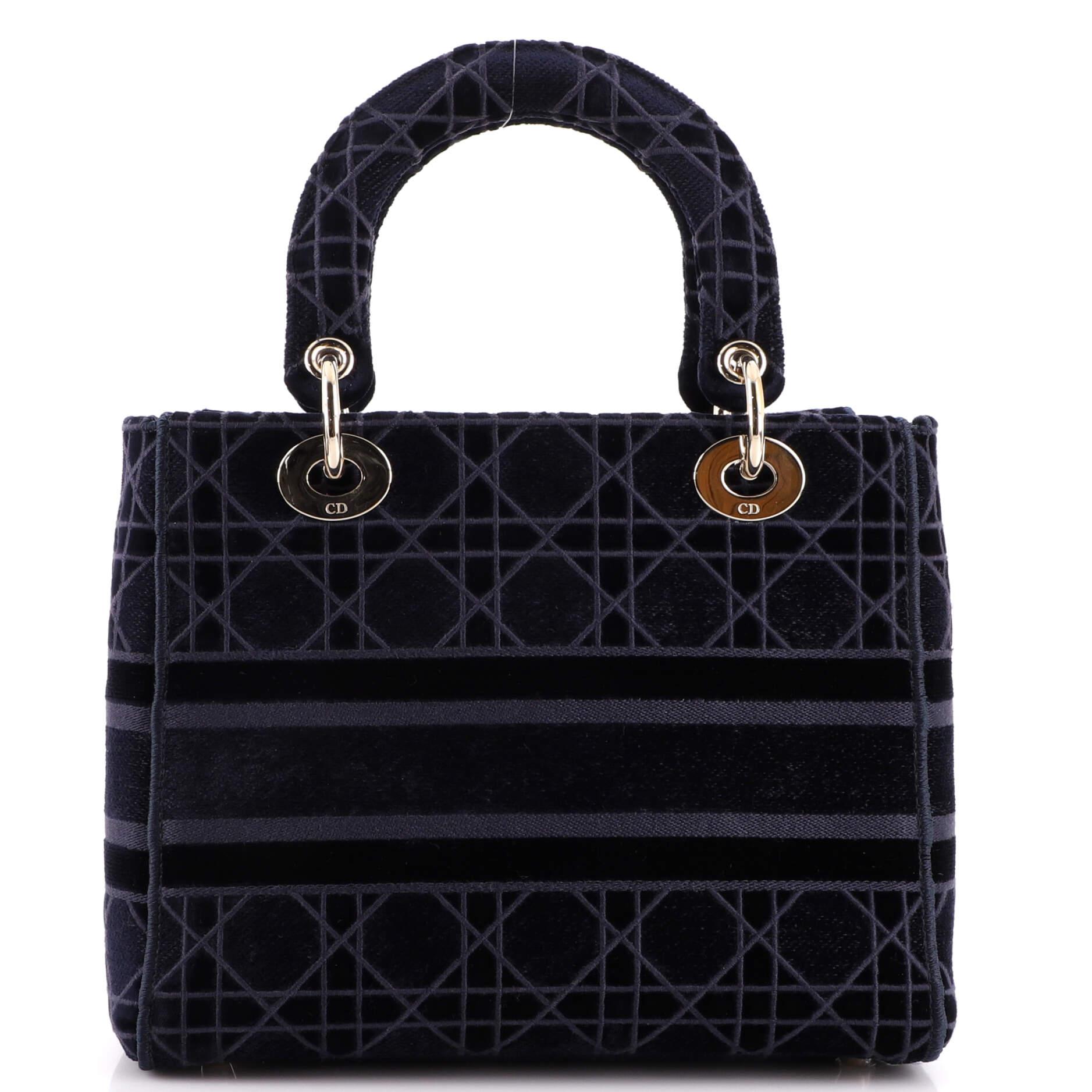 Women's or Men's Christian Dior Lady D-Lite Bag Cannage Embroidered Velvet Medium