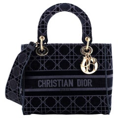 Christian Dior Lady D-Lite Bag Cannage Embroidered Velvet Medium