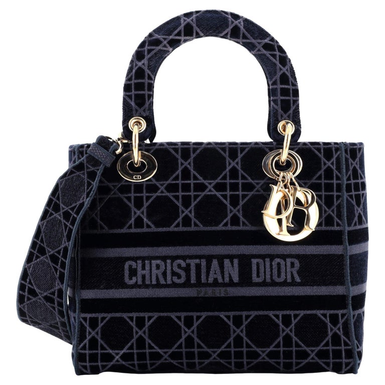 Christian Dior Lady D-Lite Borsa Cannage in velluto ricamato Media su  1stDibs