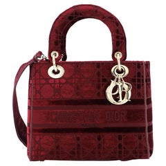 Christian Dior Lady D-Lite Bag Cannage Embroidered Velvet Medium