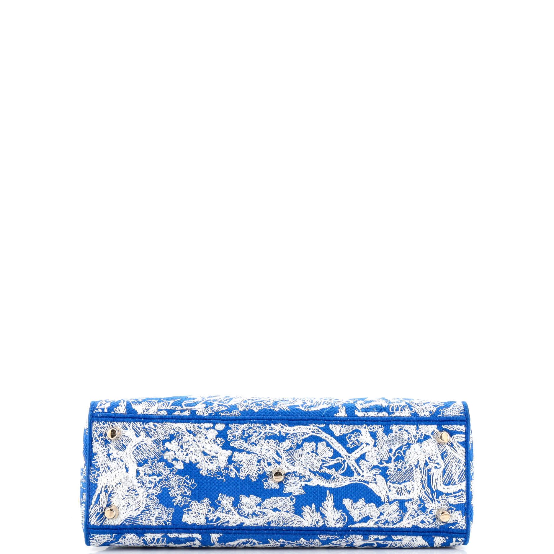 Christian Dior Lady D-Lite Bag Embroidered Canvas Large In Good Condition For Sale In NY, NY