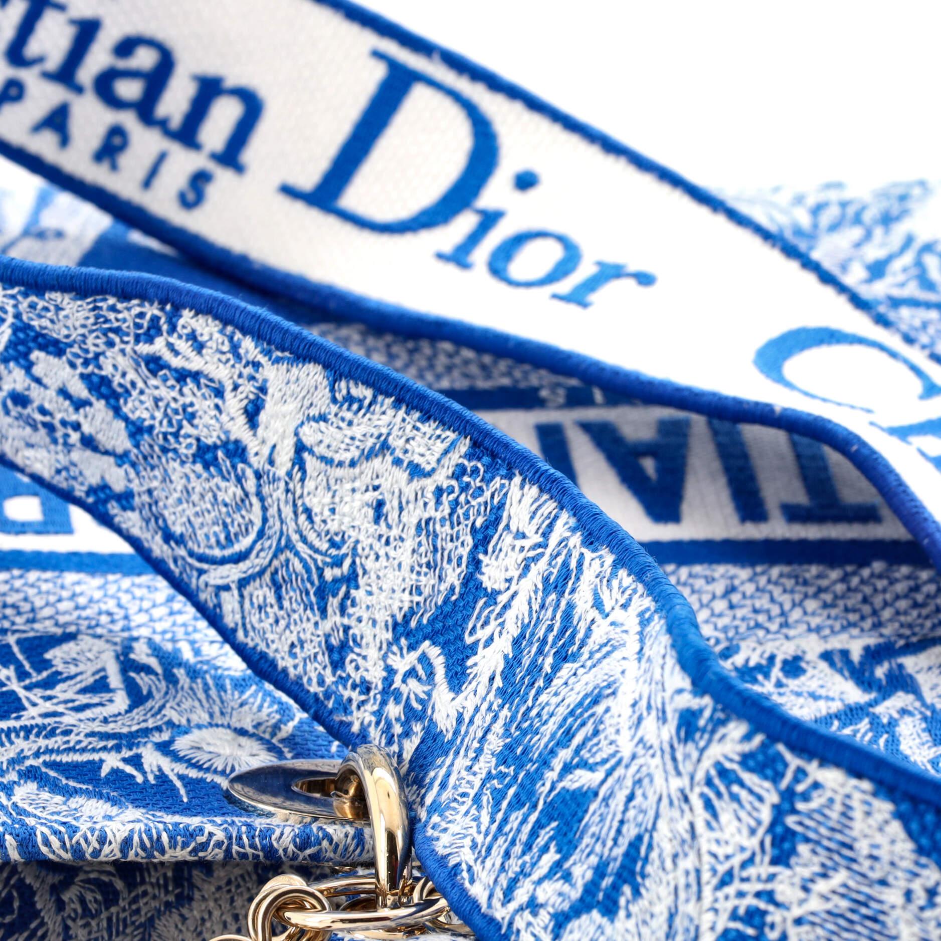 Christian Dior Lady D-Lite Bag Embroidered Canvas Large For Sale 3
