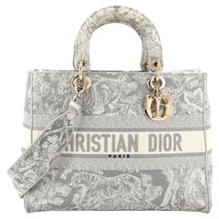 Christian Dior Lady D-Lite Tasche aus besticktem Segeltuch groß