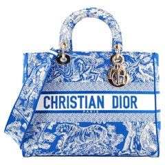  Christian Dior Lady D-Lite Tasche aus besticktem Segeltuch groß