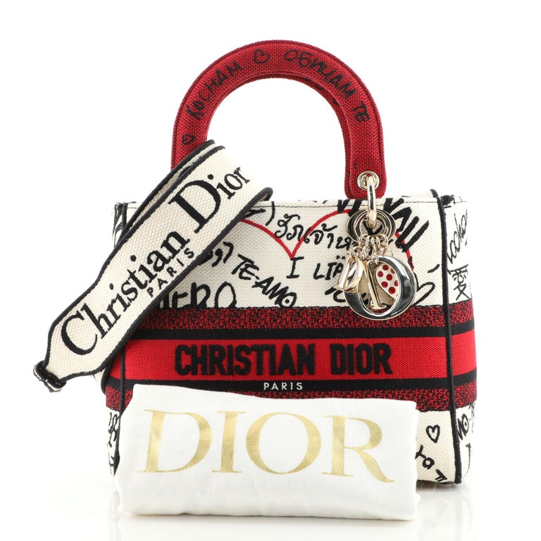 Christian Dior Lady D-Lite Bag Embroidered Canvas Medium at 1stDibs