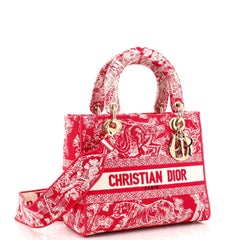 Christian Dior Lady D-Lite Bag Embroidered Canvas Medium