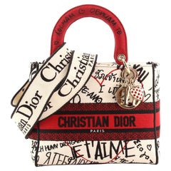 Christian Dior Lady D-Lite Bag Embroidered Canvas Medium