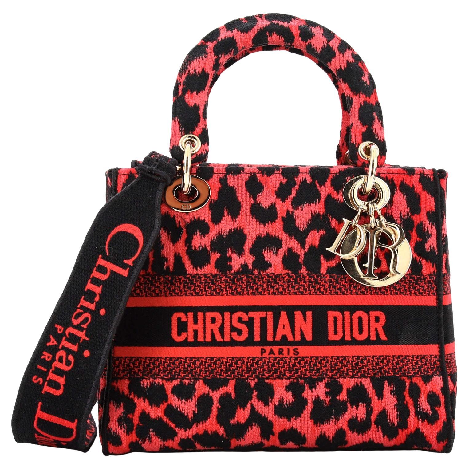 Christian Dior Lady D-Lite Bag Embroidered Canvas Medium For Sale