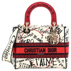 Christian Dior Lady D-Lite Bag Embroidered Canvas Medium