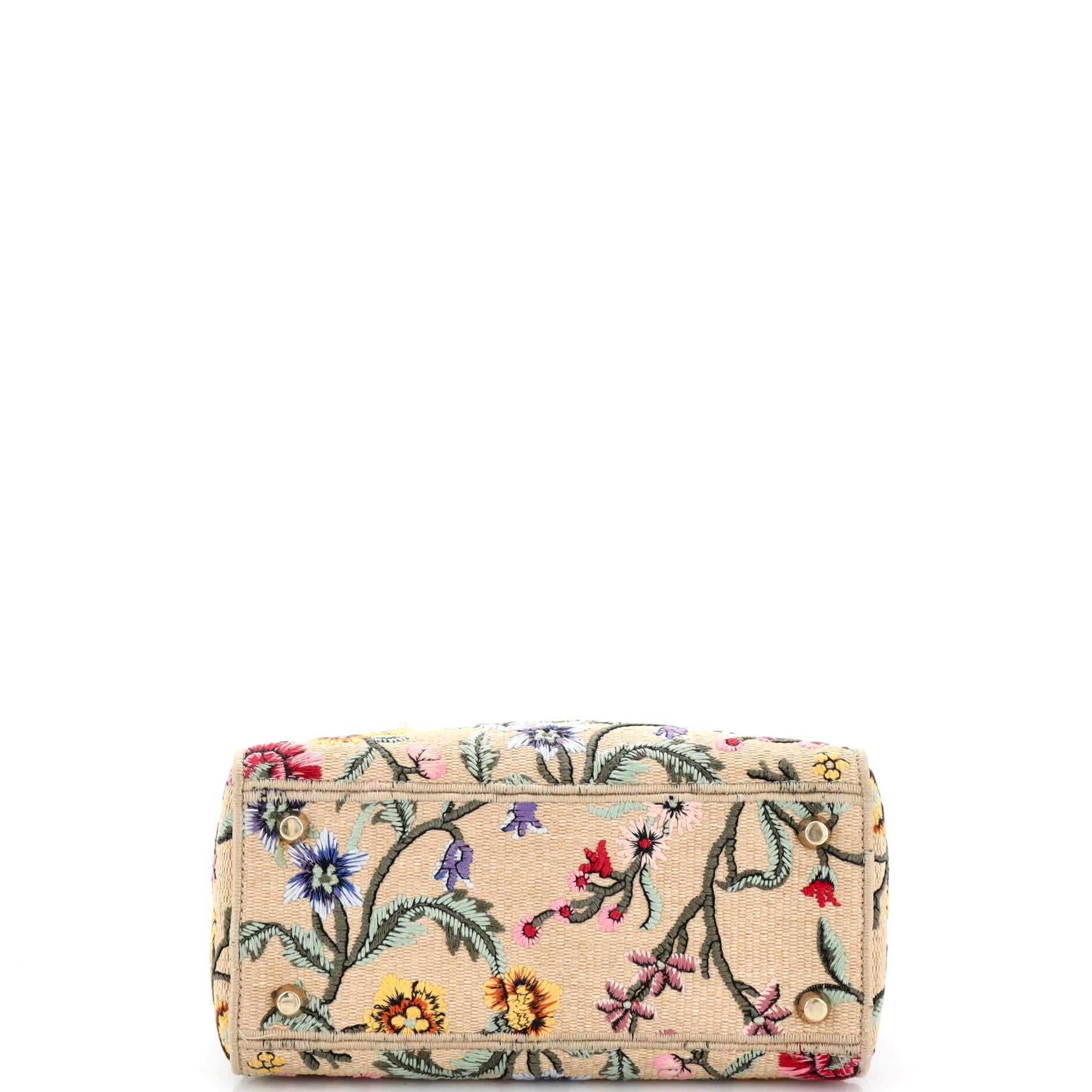 Women's or Men's Christian Dior Lady D-Lite Bag Embroidered Raffia Medium