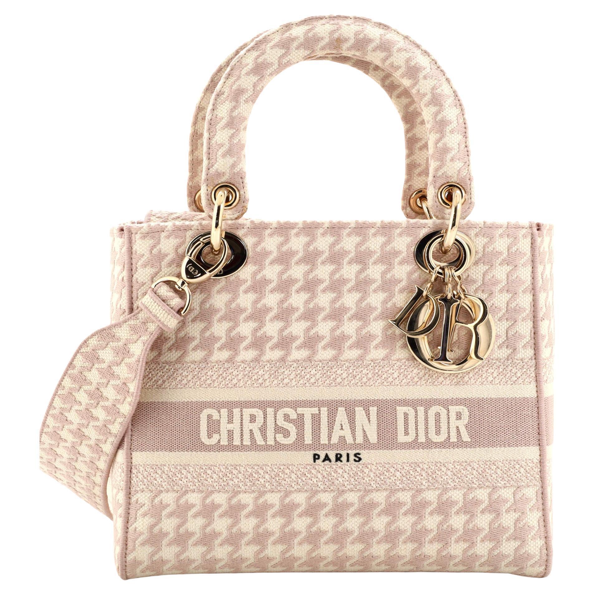 Christian Dior Lady D-Lite Bag Houndstooth Canvas Medium For Sale
