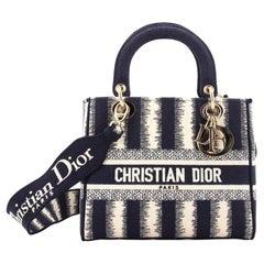 Christian Dior Lady D-Lite Bag Striped Canvas Medium