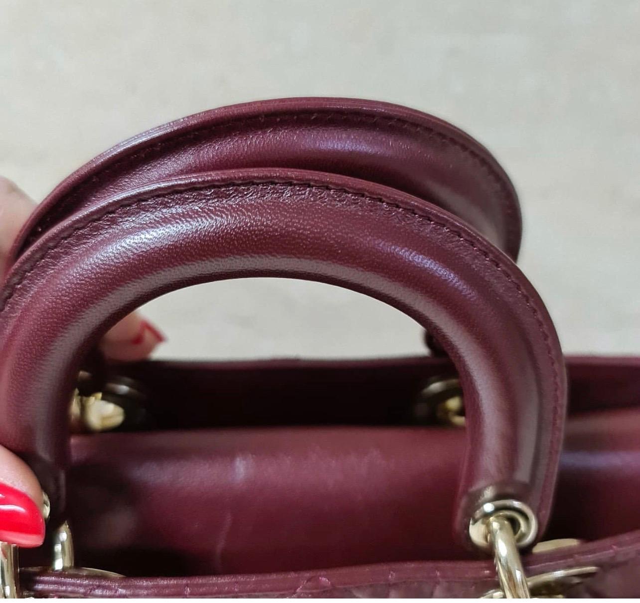 Christian Dior Lady Dior 2016 Burgund Rechteckige Ledertasche im Zustand „Hervorragend“ in Krakow, PL