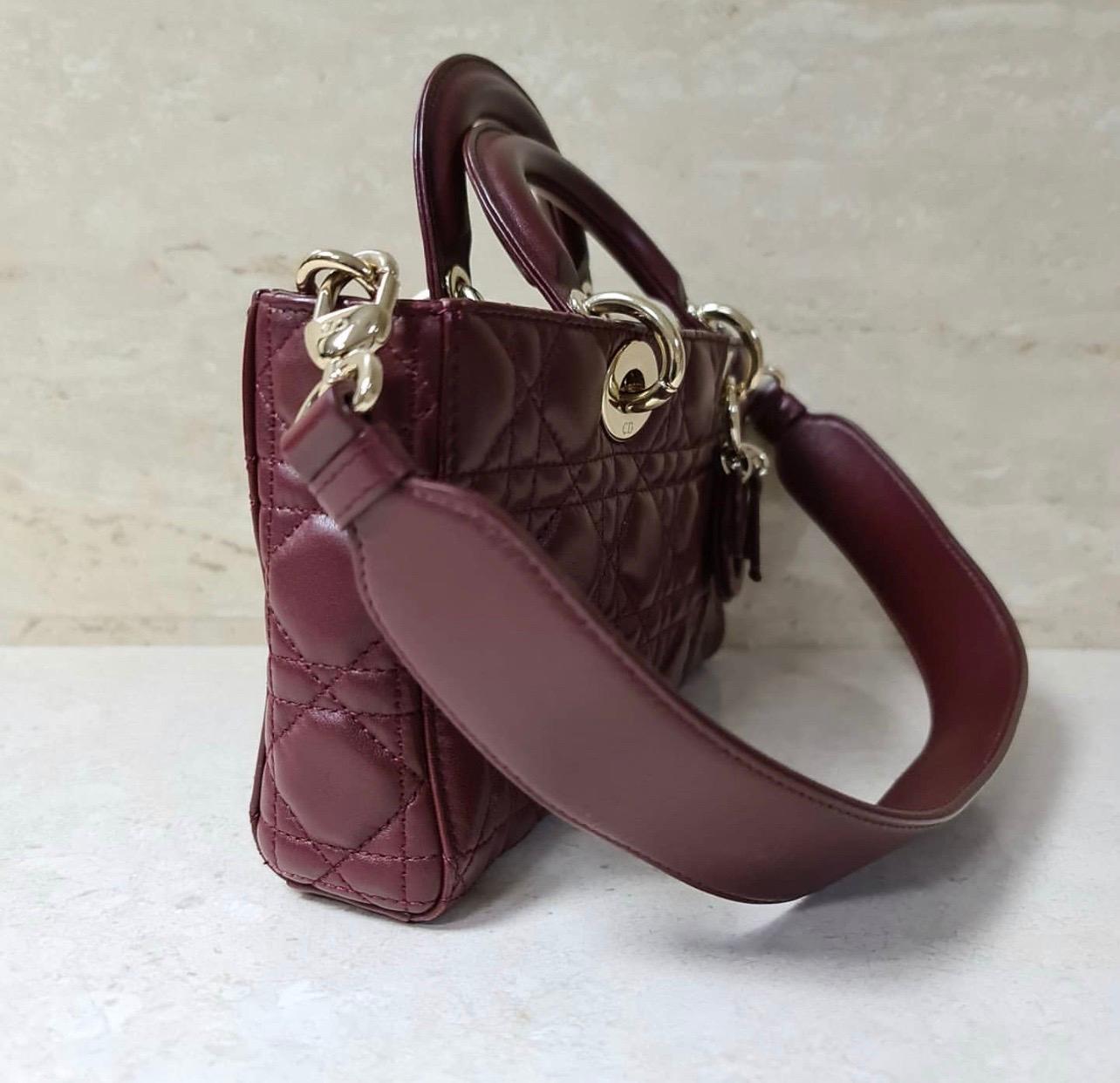 Christian Dior Lady Dior 2016 Burgund Rechteckige Ledertasche Damen