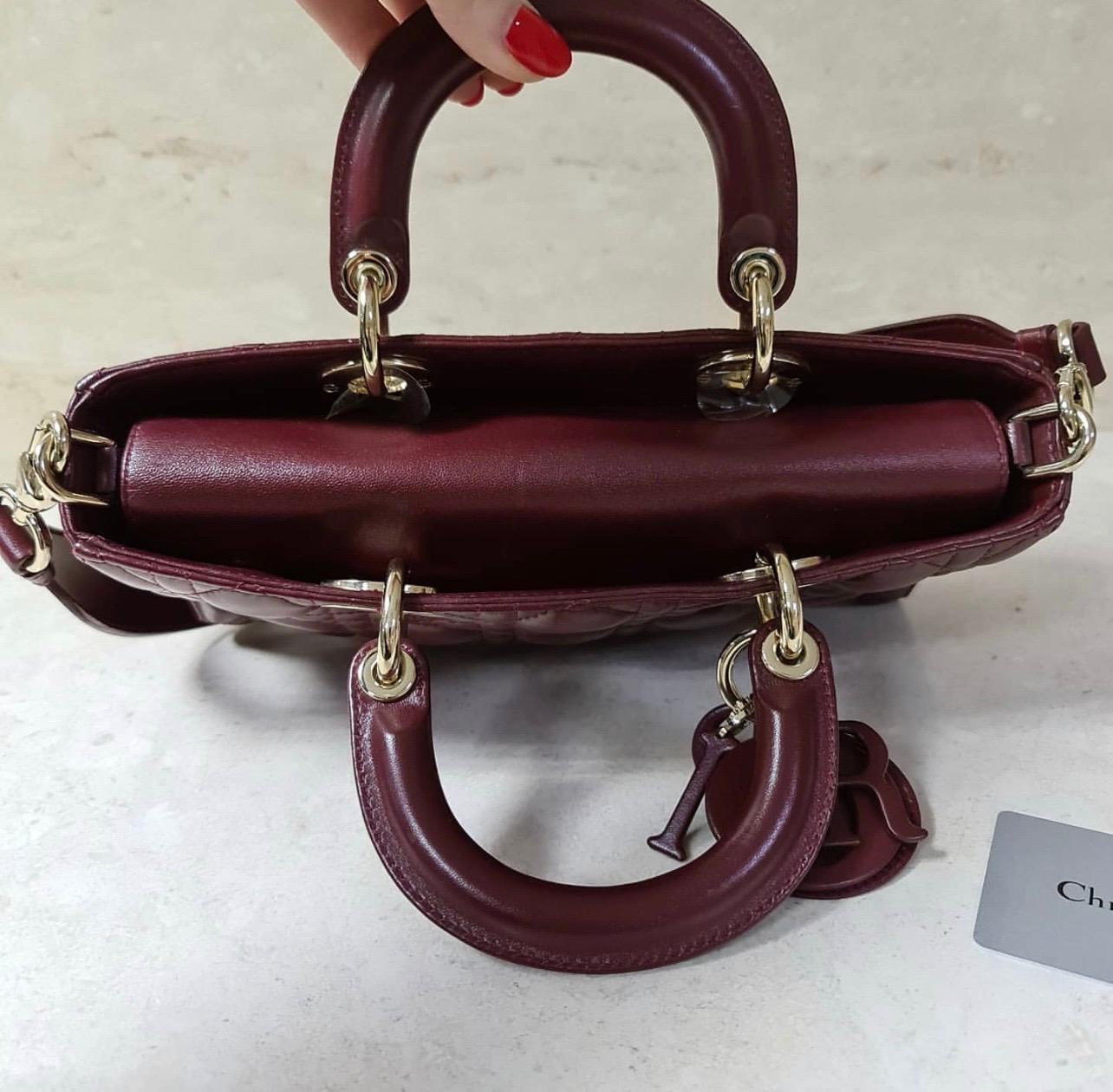 Christian Dior Lady Dior 2016 Burgundy Rectangular Leather Bag 1