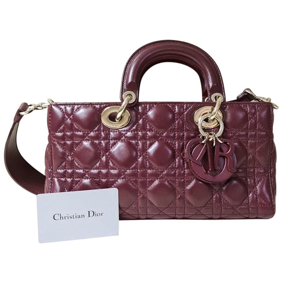 Christian Dior Lady Dior 2016 Burgundy Rectangular Leather Bag