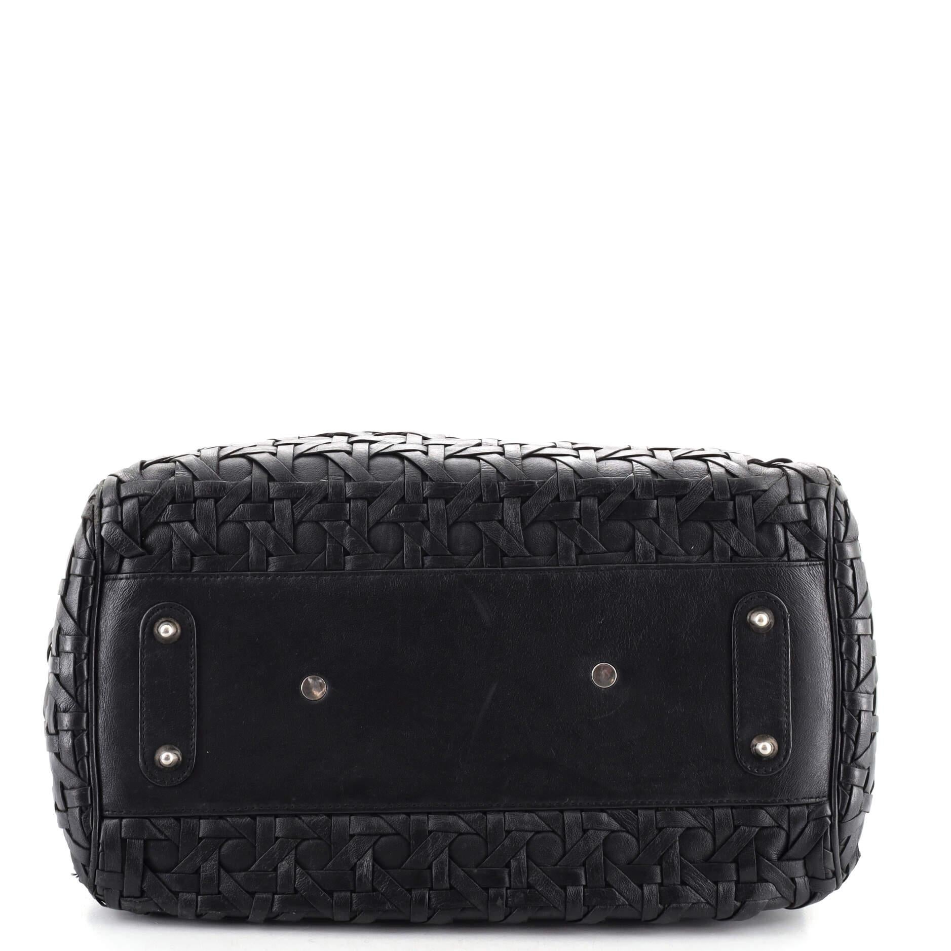 Black Christian Dior Lady Dior Avenue Bag Woven Leather Medium