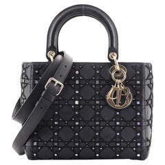 Christian Dior Lady Dior Bag Beaded Cannage Quilt Leather Medium