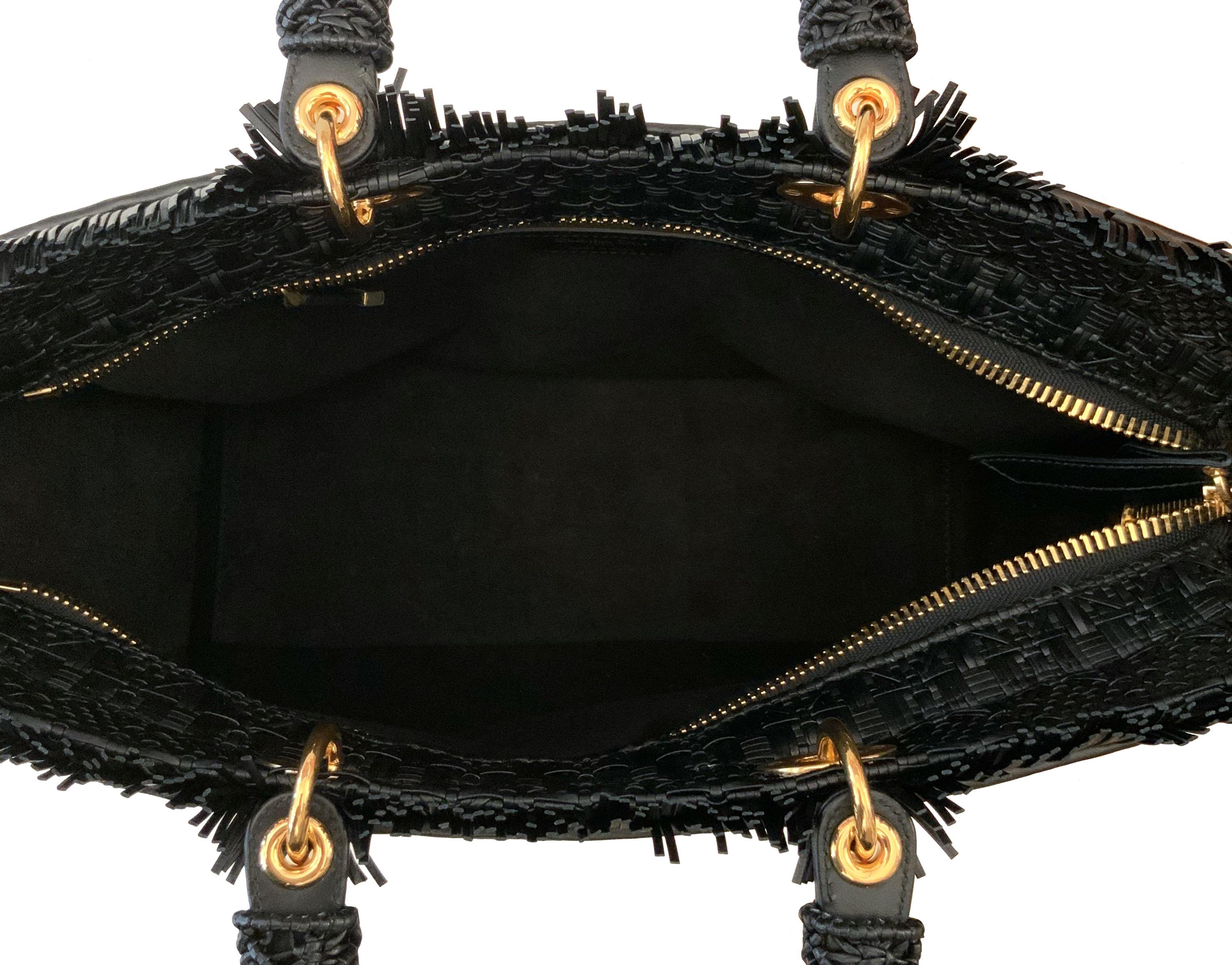 Christian Dior Bolso Lady Dior Negro Cannage Piel Trenzada Edición Limitada en venta 5