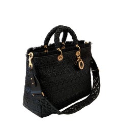 Christian Dior Black Lady Dior Bag Cannage Braided Leather Limited Edition