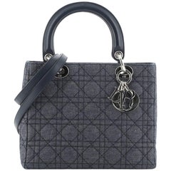 Christian Dior Lady Dior Bag Cannage Quilt Denim Medium