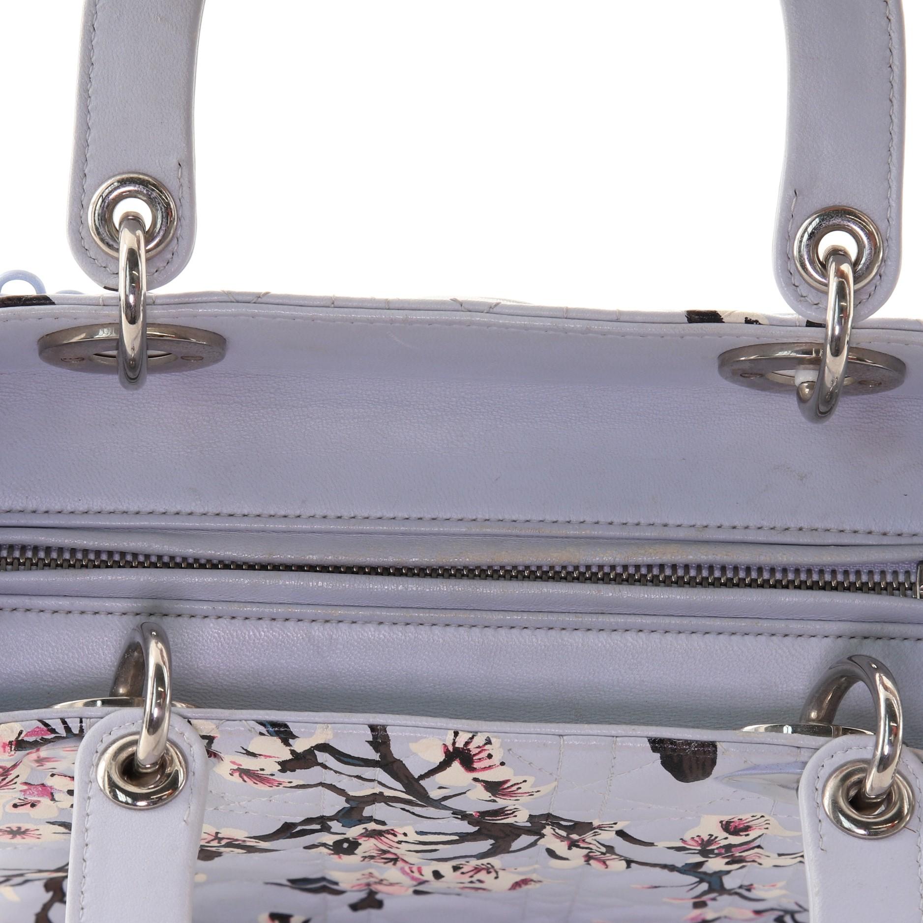 Christian Dior Lady Dior Bag Cannage Quilt Floral Printed Lambskin Medium In Good Condition In NY, NY
