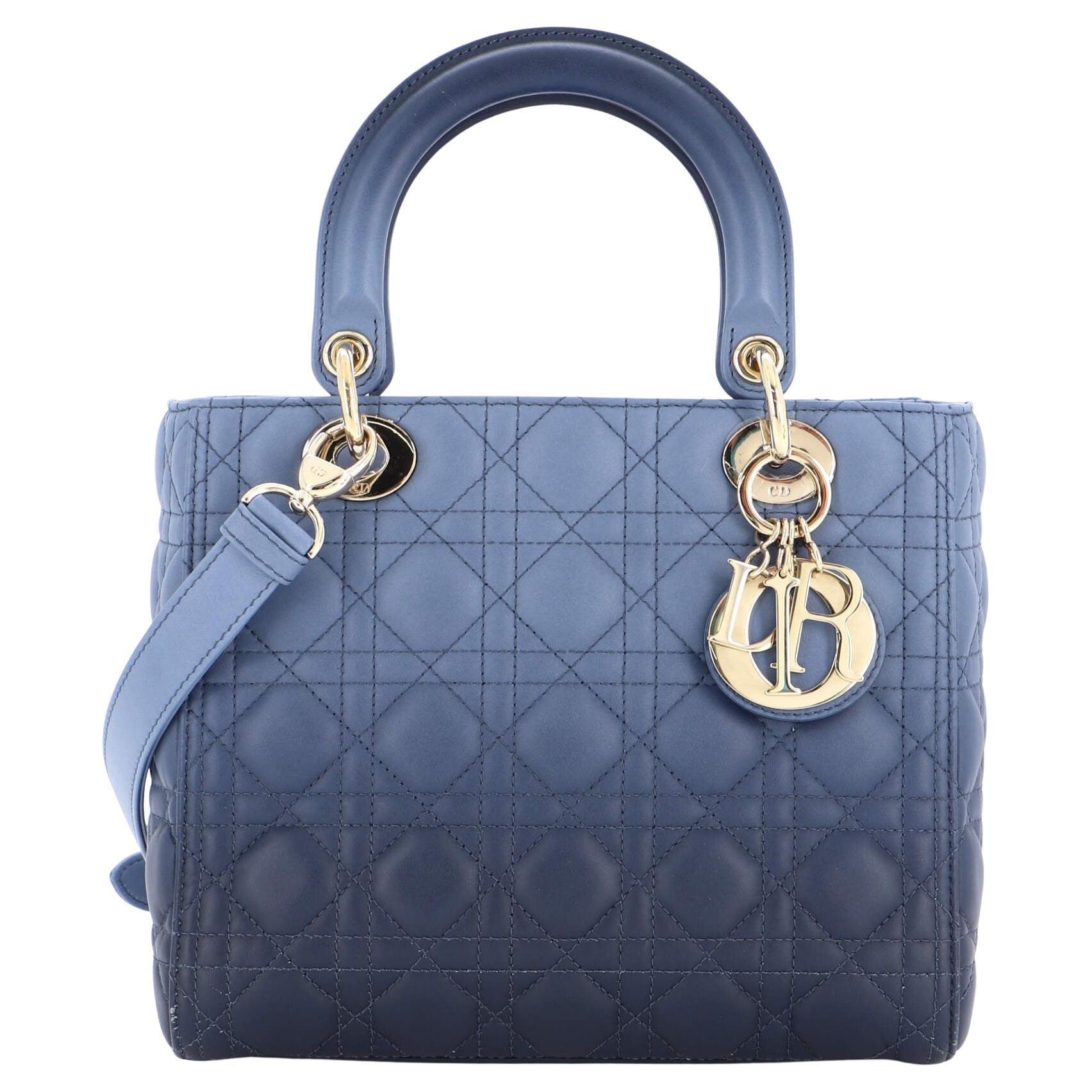 Christian Dior Lady Dior Bag Micro Cannage Metallic Calfskin Medium at  1stDibs
