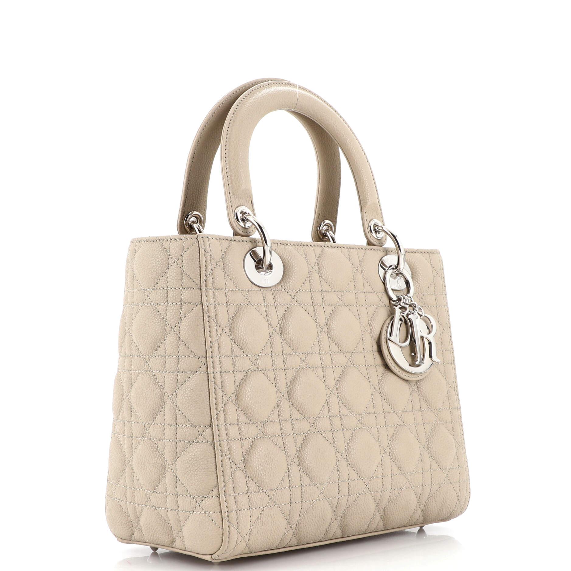 Christian Dior Lady Dior Bag Cannage Quilt Grained Calfskin Medium In Good Condition For Sale In NY, NY