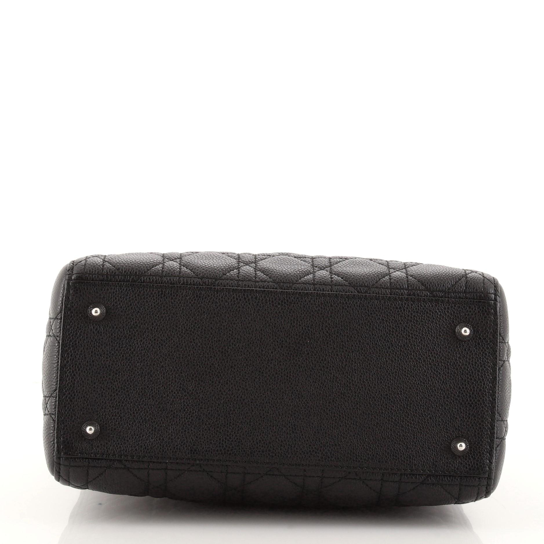 Black Christian Dior Lady Dior Bag Cannage Quilt Grained Calfskin Medium