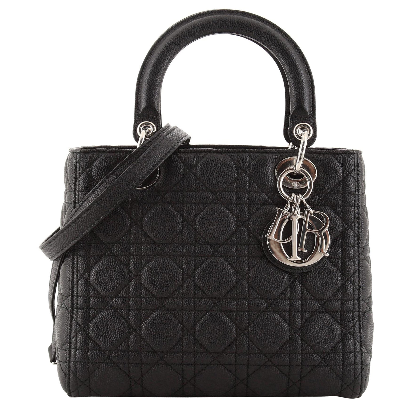 Christian Dior Lady Dior Bag Cannage Quilt Grained Calfskin Medium