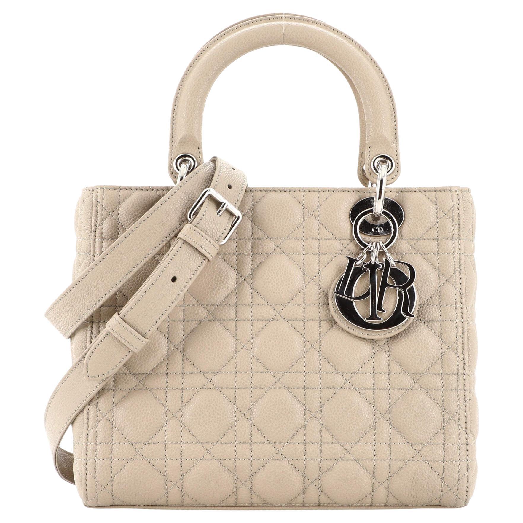 Christian Dior Lady Dior Bag Cannage Quilt Grained Calfskin Medium For Sale