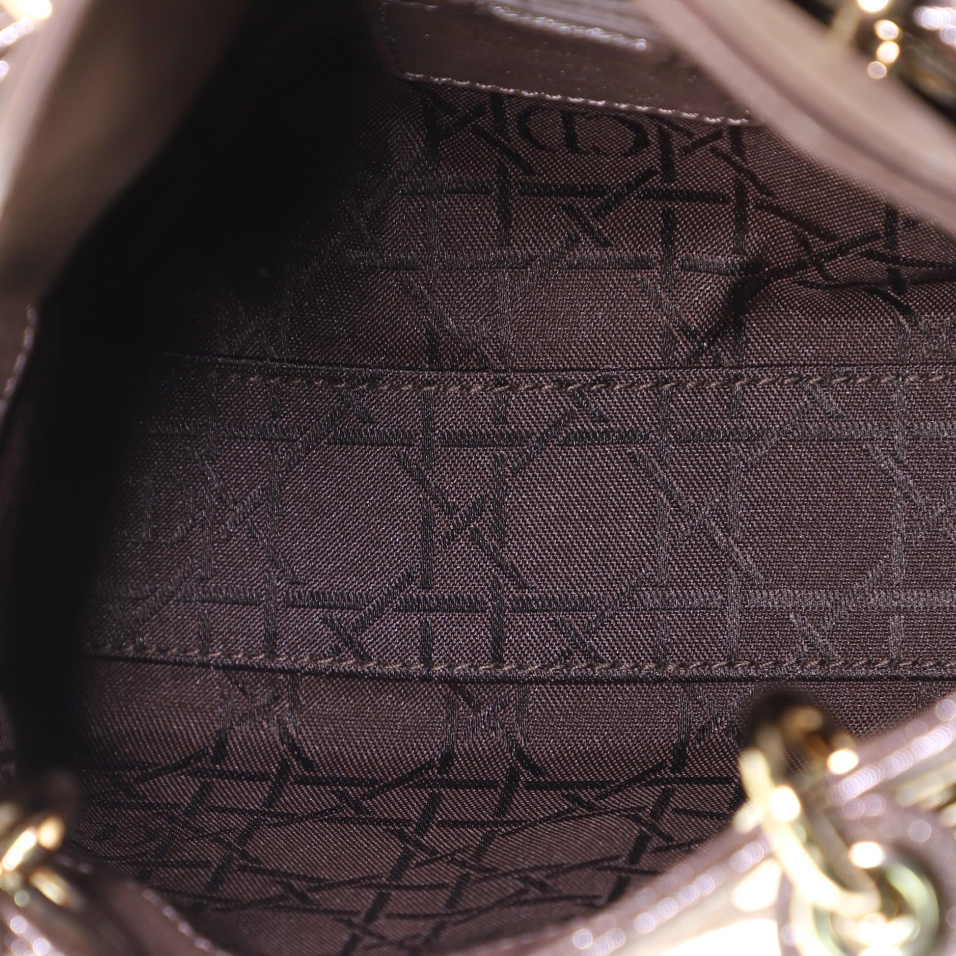 Gray Christian Dior Lady Dior Bag Cannage Quilt Iridescent Leather Mini